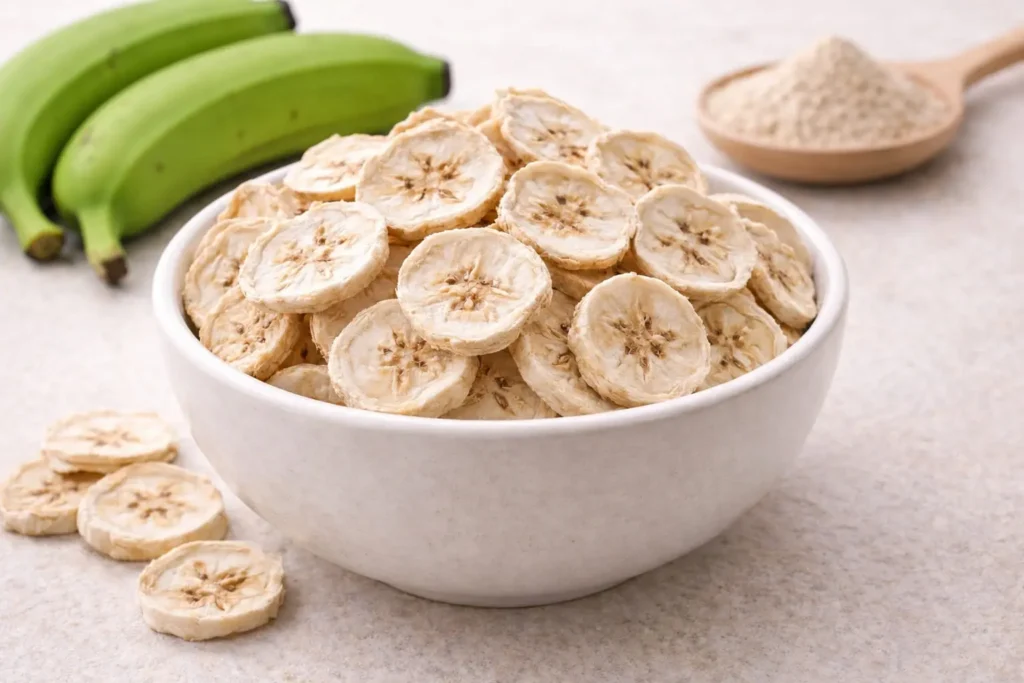 Dried Kannankaya Sliced – Traditional Raw Banana for Baby Food Preparation banana slices futured image