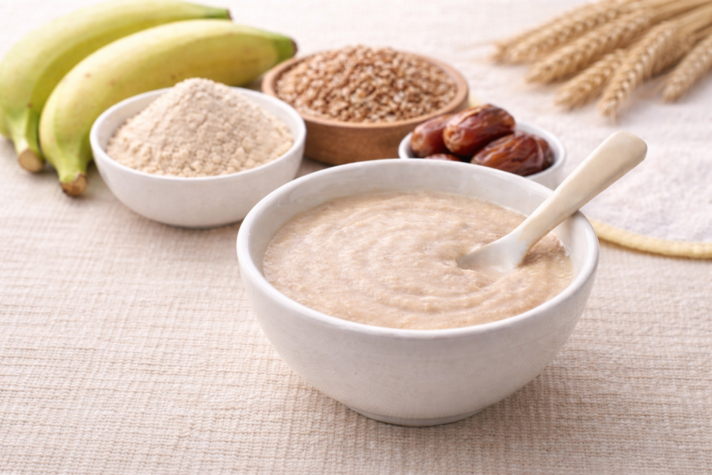 Wheat Banana Dates Powder Mix – How to Prepare & Use for Babies Wheat banana dates powder mix porridge for babies